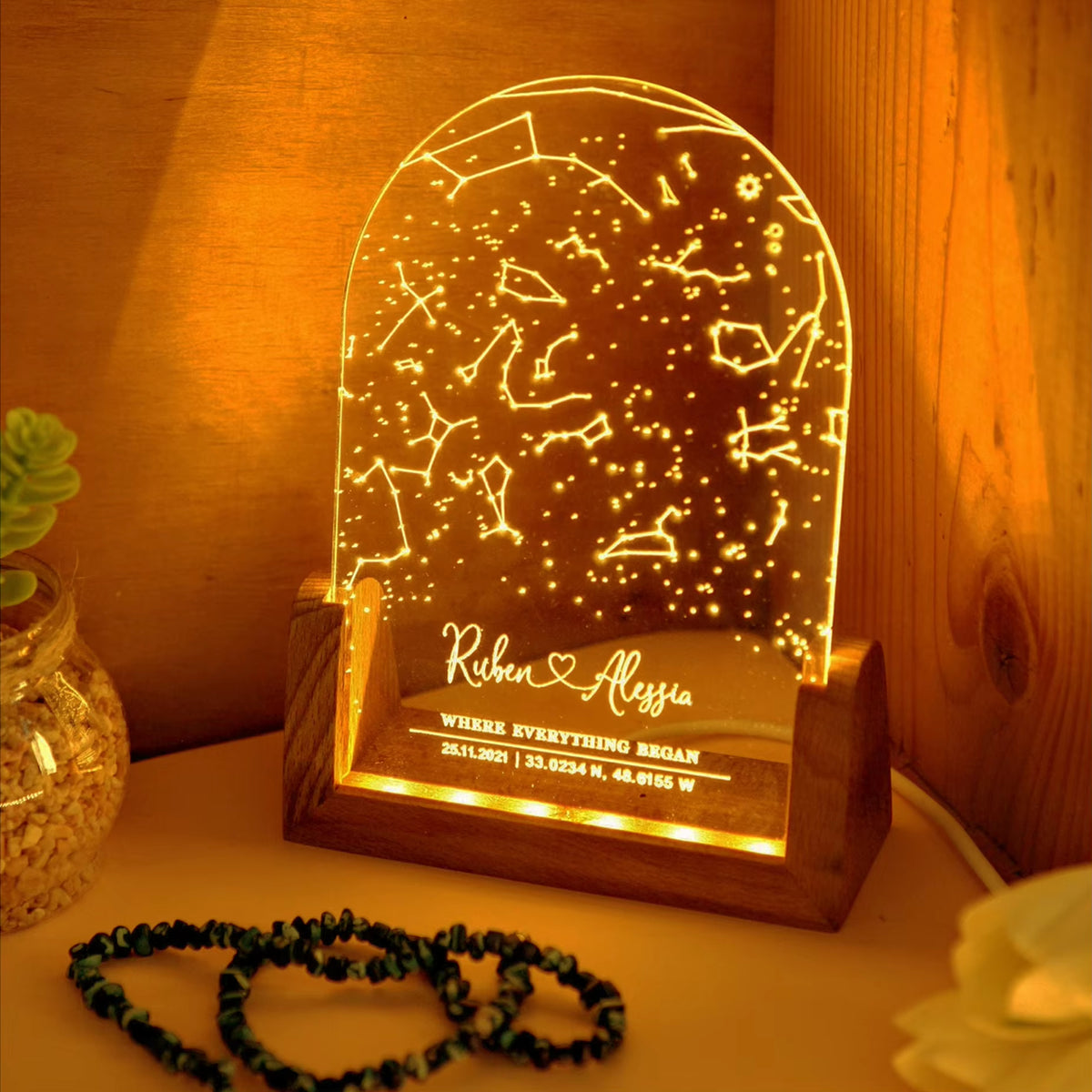 Personalized Constellation Chart Lamp Customized Bedroom NightLight for Couples
