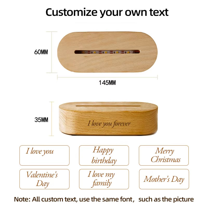 Personalized Acrylic Lamp Customized Photo Text Night Light