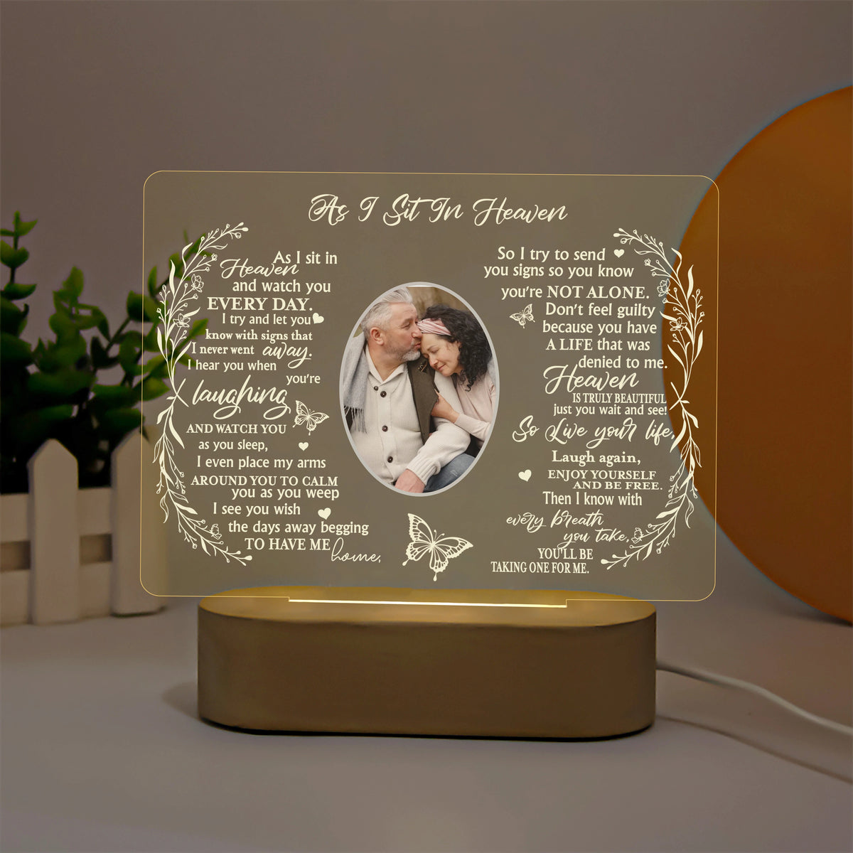Personalized Unique Sympathy Gift For Custom In Memory of Loved Light Up Picture Frames