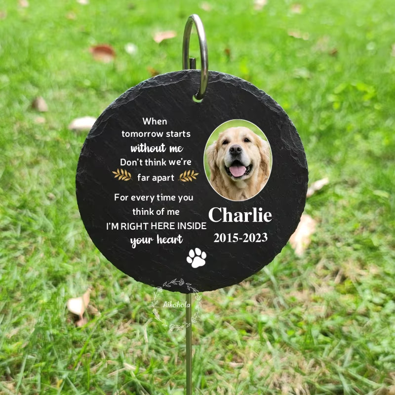 Personalized Pet Memorial Garden Stone Custom Dog Photo Name Grave Stone