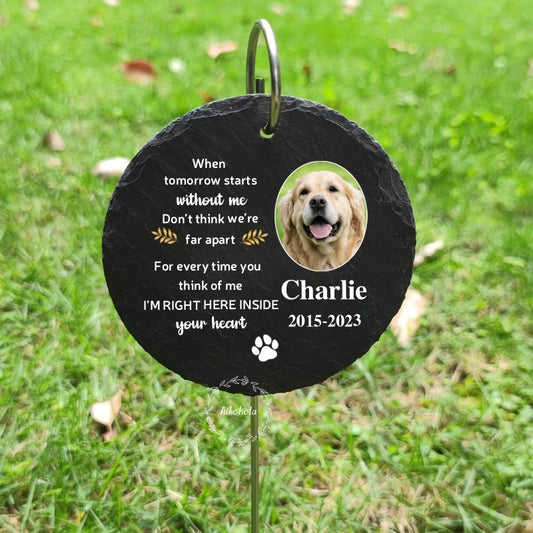 Personalized Pet Memorial Garden Stone Custom Dog Photo Name Grave Stone
