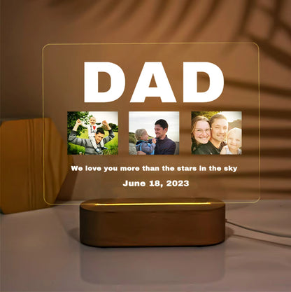Personalized 3D Acrylic Custom Photo Lamp LED Night Light for Parents Love Mom Dad