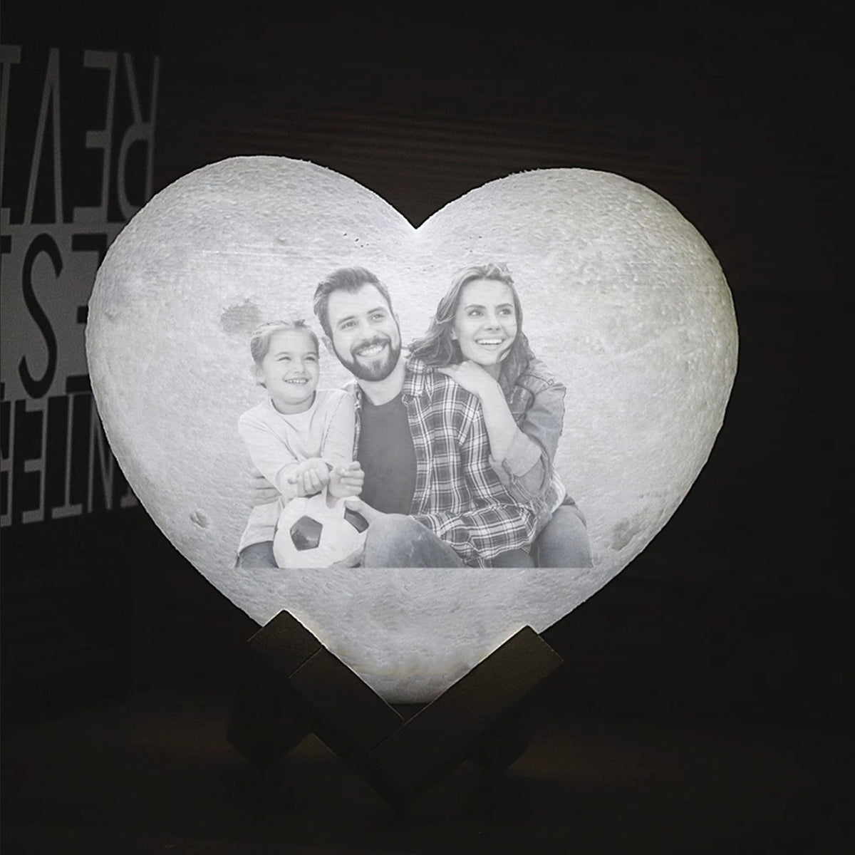 Customized Moon Lamp with Photo Text Heart Shape 3D Printed Moon Night Light