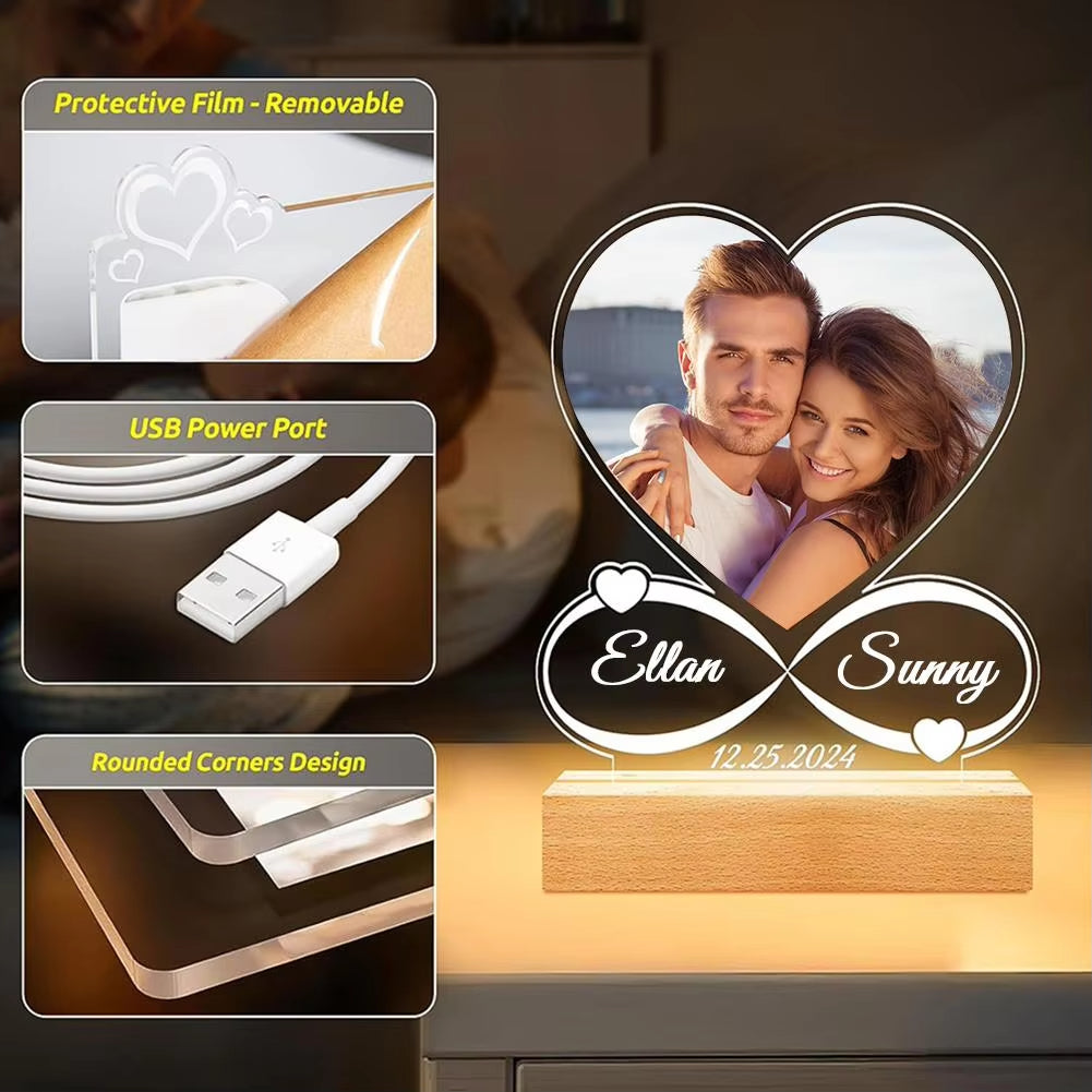 Personalized Ornament Customized Memorial Night Light with Picture Frame