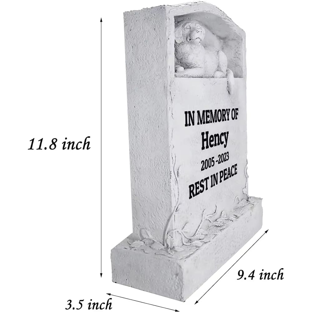 Upright Pet Headstone for Dog, Personalized Dog Memorial Stone Resin Dog Statue