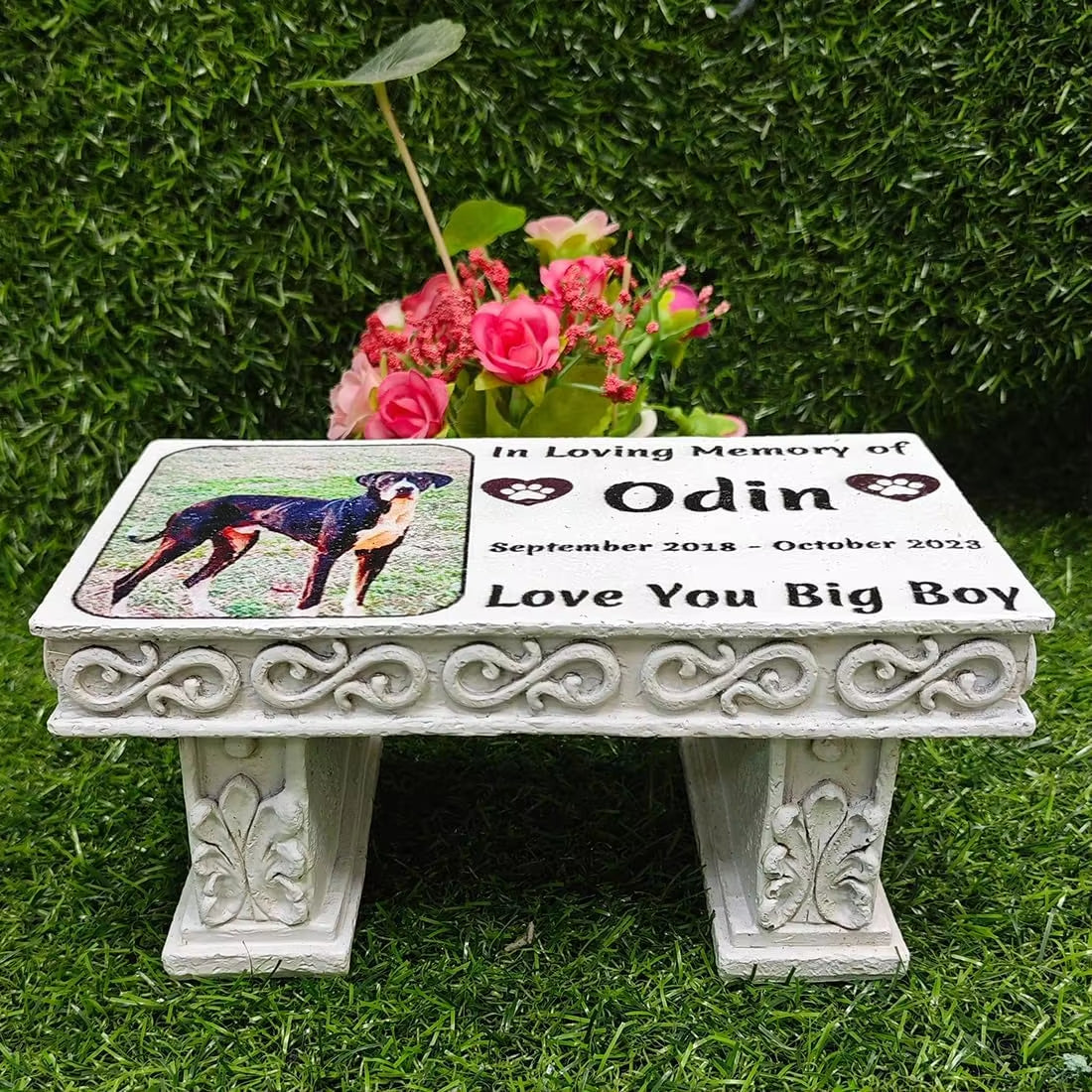Custom Pet Memorial Stone with Colorful Photo