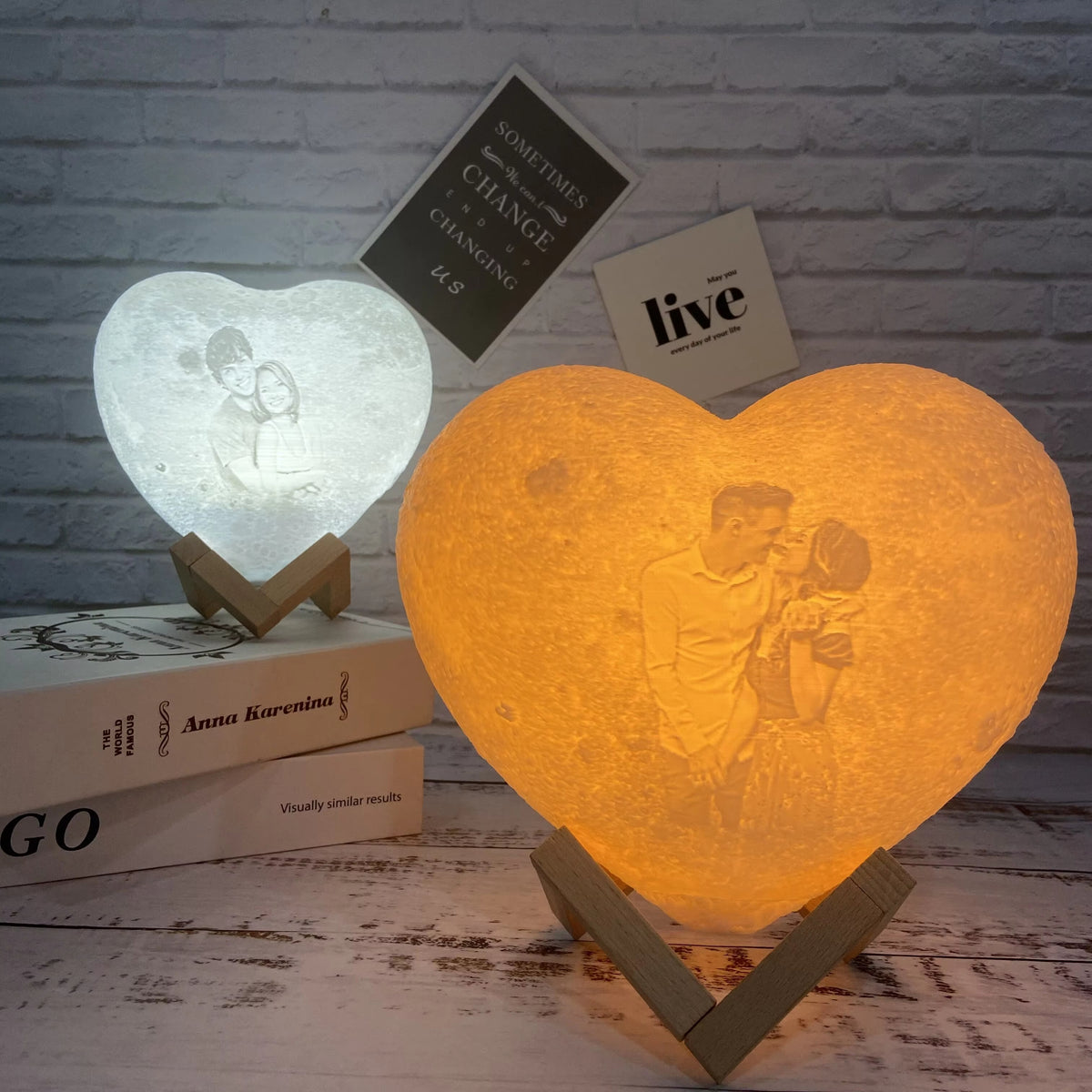 Customized Moon Lamp with Photo Text Heart Shape 3D Printed Moon Night Light