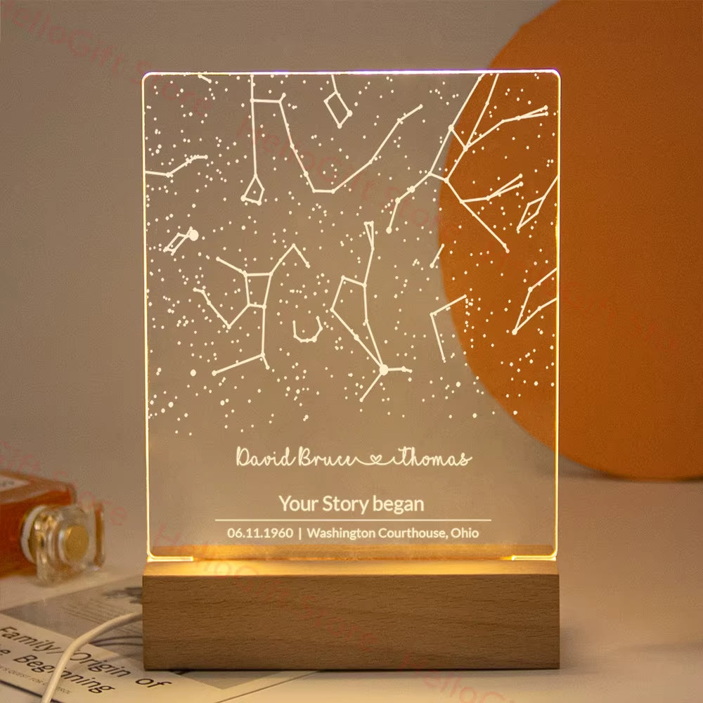 Personalized Constellation Chart Lamp Customized Bedroom Night Light