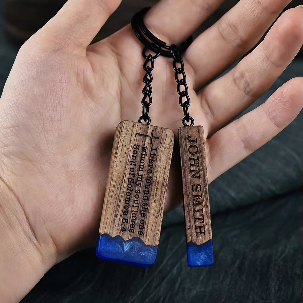 Custom Resin Wood Keychain Fashion Personlized Gift for Couple Car Key Ring Key Chain