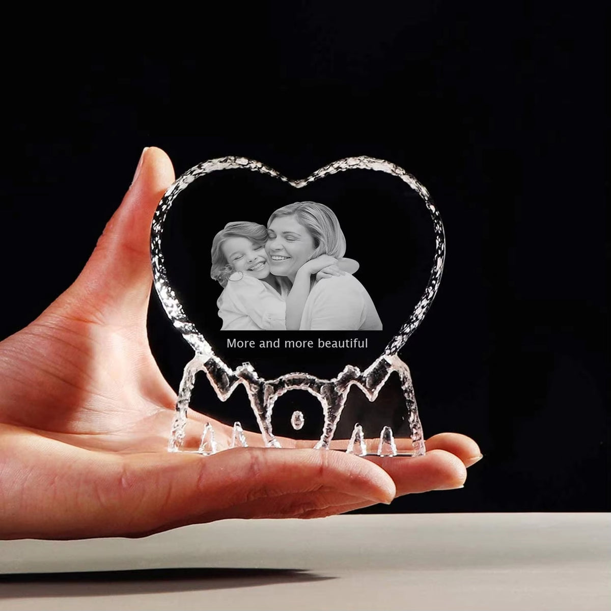 Love Crystal Photo Customized Picture Text Night Light Bluetooth Music Player