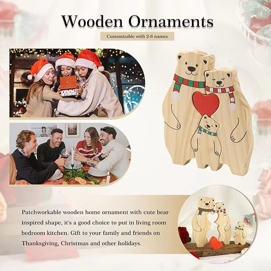New Personalized Wooden Bear Custom Family Name Puzzle Sculpture
