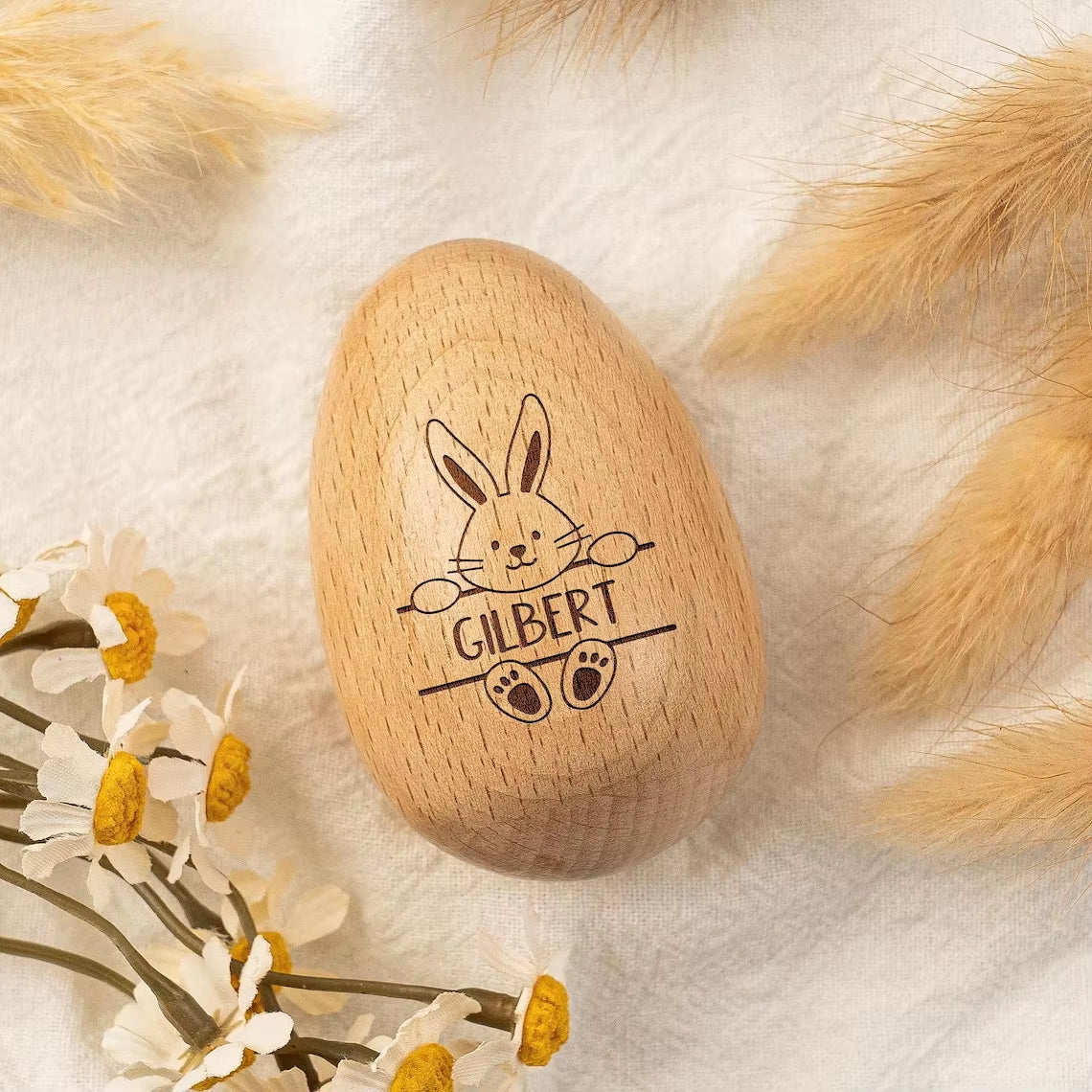 Personalized Musical Wooden Easter Egg Shakers, Engraved Egg Shaker Kids