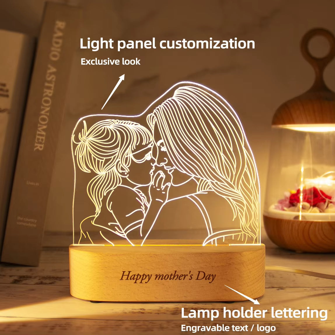 Personalized Acrylic Lamp Customized Photo Text Night Light