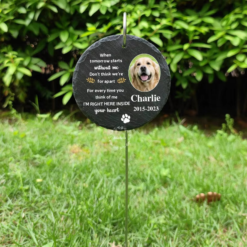 Personalized Pet Memorial Garden Stone Custom Dog Photo Name Grave Stone