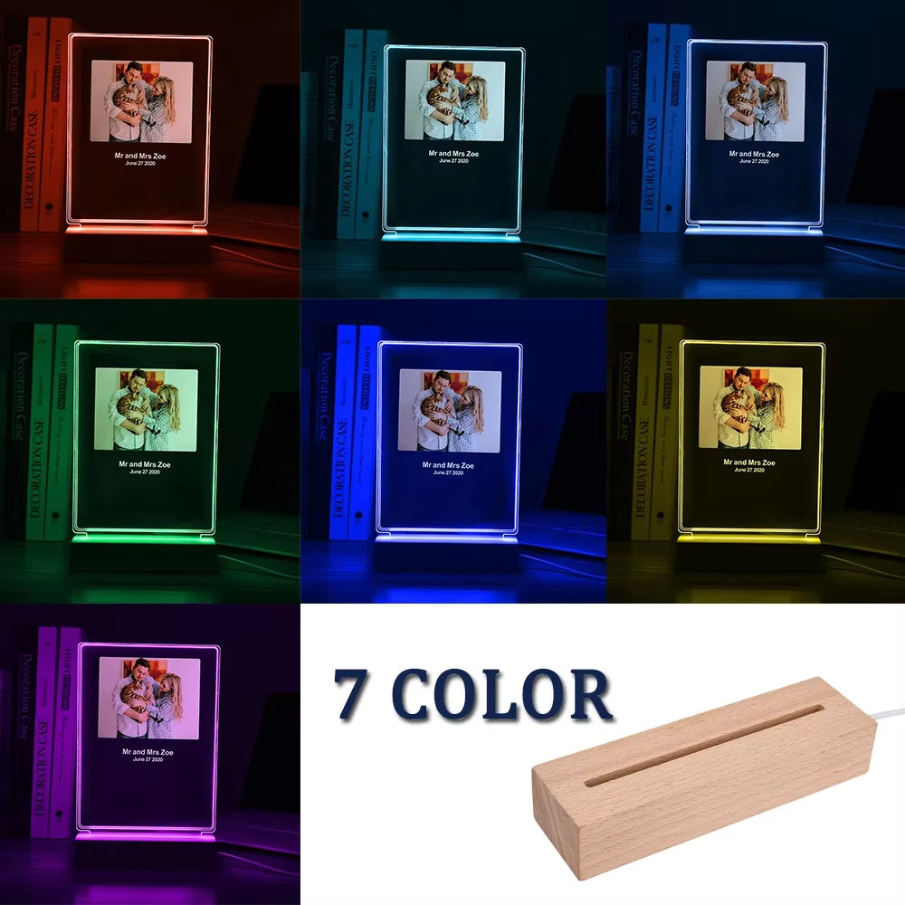 Customized Dog Cat Memorial Photo Frame Pet Sympathy Gifts LED Night Light
