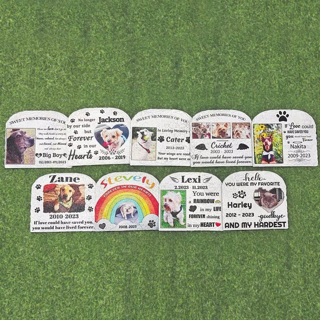 Personalized Pet Memorial Stones, Custom Cat/Dog Memorial Garden Stone with Photo