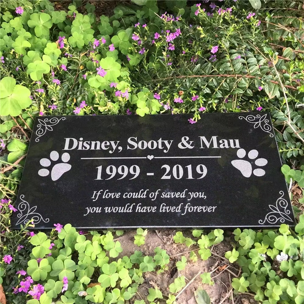Granite Pet Memorial Stones, Personalized Pet Grave Markers for Dogs or Cats