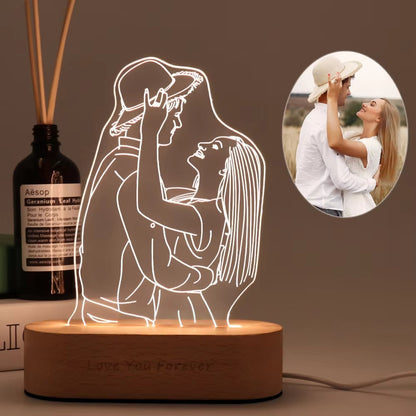 Personalized Gift Photo 3D Lamp Customized Wedding Anniversary Valentines Day Gift