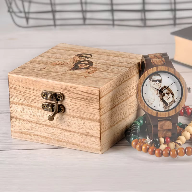 Custom LOGO Printing Your Own Photo Men Watch Unique Bamboo Wood Wristwatch