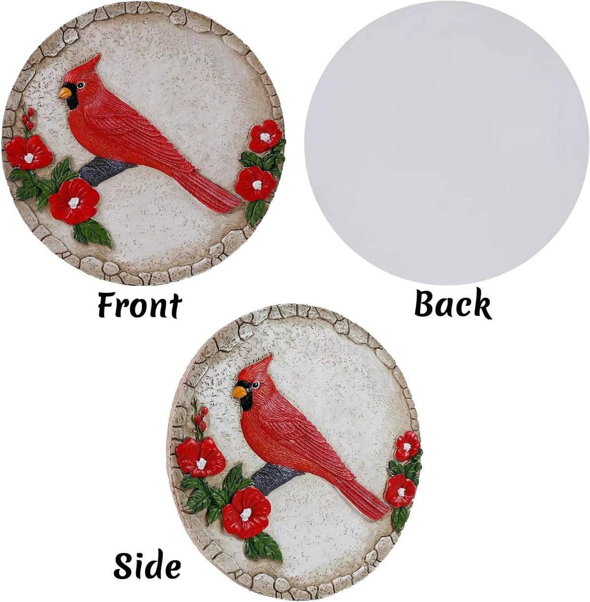 Personalized Human Memorial Garden Stone with Cardinal Statue