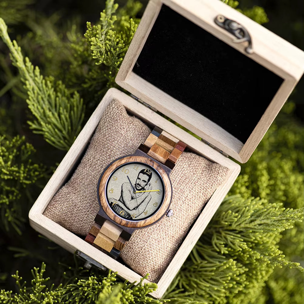 Wood Watch Men Women Quartz Wristwatch Couple Timepiece Clock