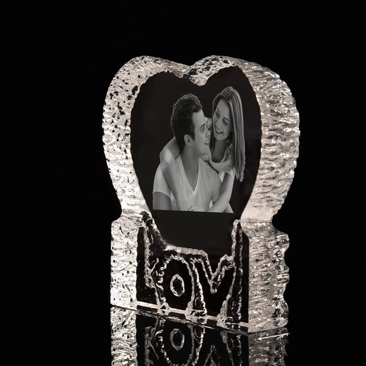 Love Crystal Photo Customized Picture Text Night Light Bluetooth Music Player