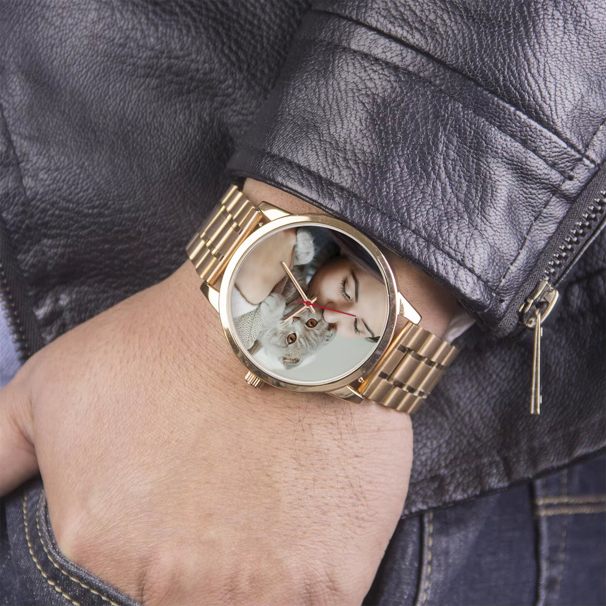 Custom Made Universal Watches for Men Pattern Silver Watch Men Wrist Original Photo