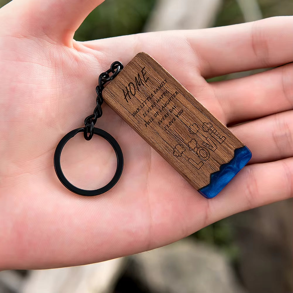 Custom Resin Wood Keychain Fashion Personlized Gift for Couple Car Key Ring Key Chain
