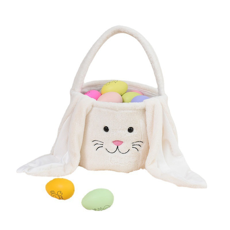 Custom Cute Furry Easter Bunny Basket with Glitter Name
