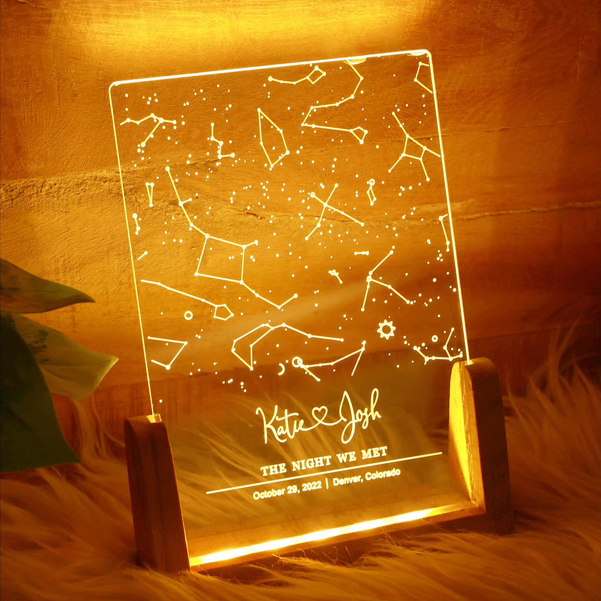 Personalized Constellation Chart Lamp Customized Bedroom NightLight for Couples