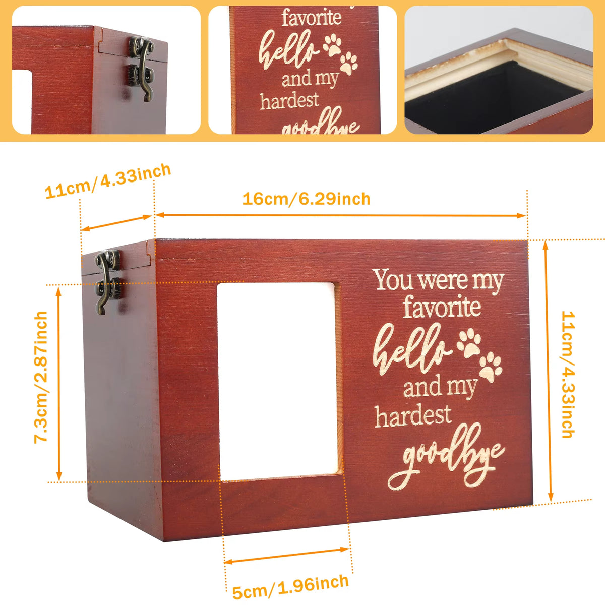 Personalized Pet Keepsake Memory Box for Dog or Cat Ashes