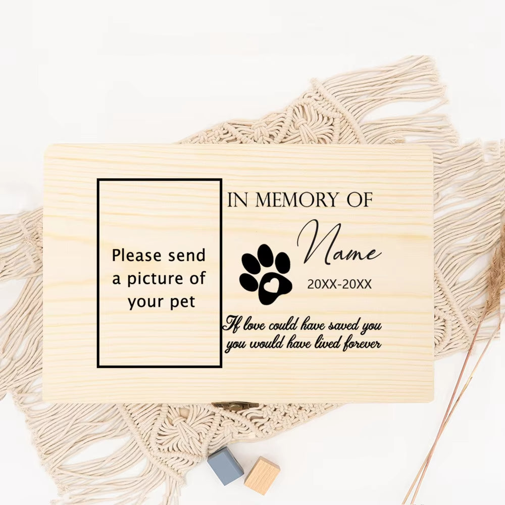 Personalized Pet Urn Customize Name Dog Memory Wood Box