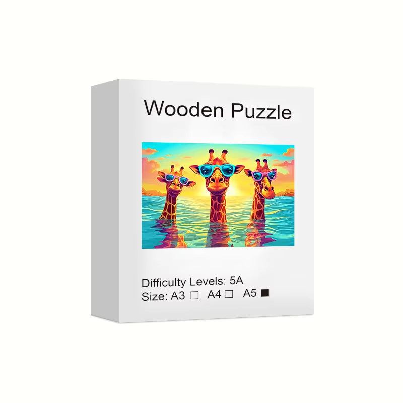 Three Leisurely Giraffes Wooden Puzzle