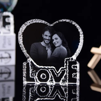 Love Crystal Photo Customized Picture Text Night Light Bluetooth Music Player