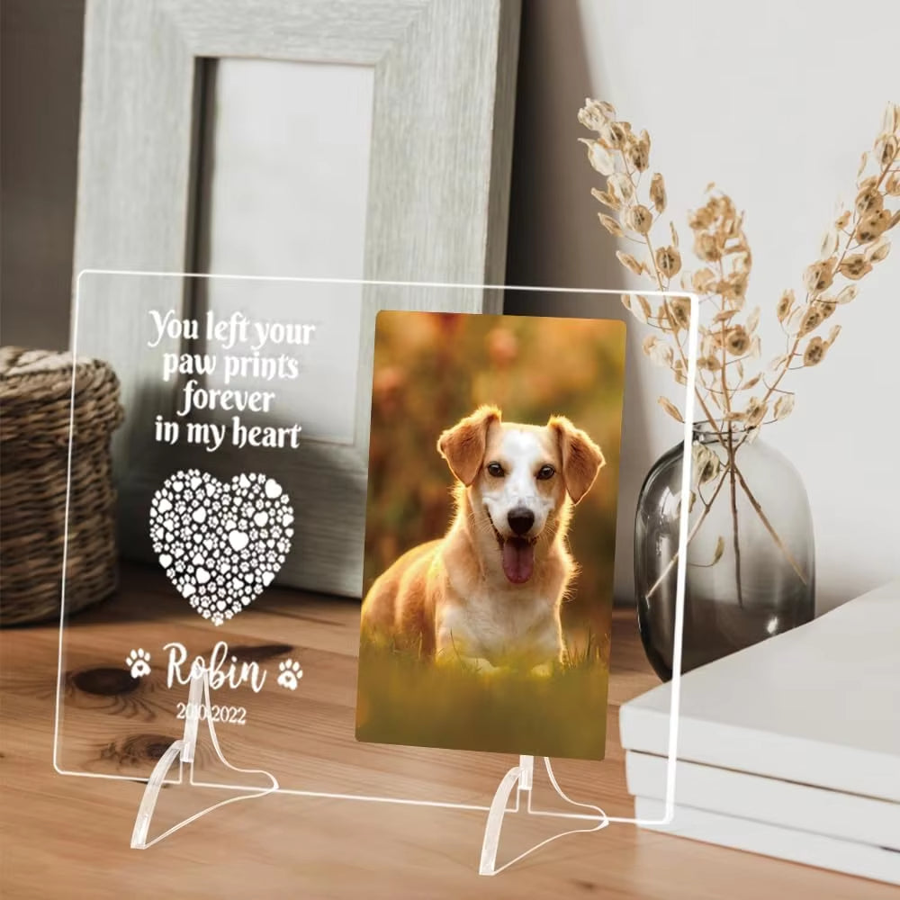 Customized Dog Cat Memorial Photo Frame Pet Sympathy Gifts LED Night Light