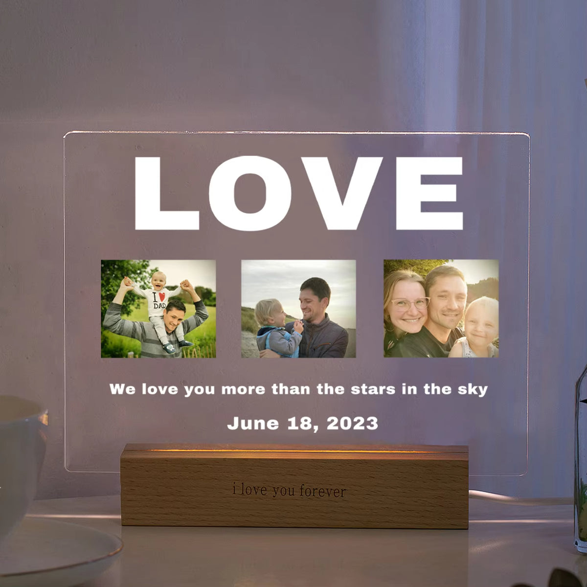 Custom 3D Acrylic Photo Lamp Personalized Led Night Light for Parents