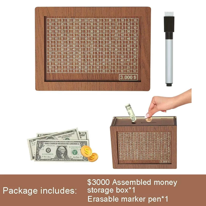 Wooden Piggy Banks, Cash Boxes, Reusable Assembled Cash Boxes