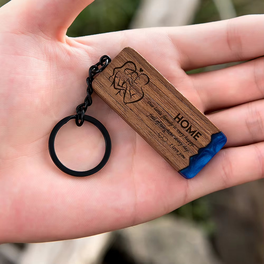 Custom Resin Wood Keychain Fashion Personlized Gift for Couple Car Key Ring Key Chain