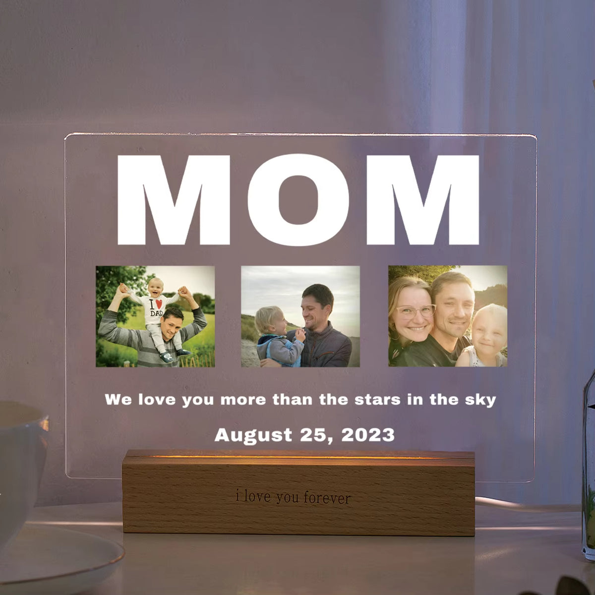 Custom 3D Acrylic Photo Lamp Personalized Led Night Light for Parents