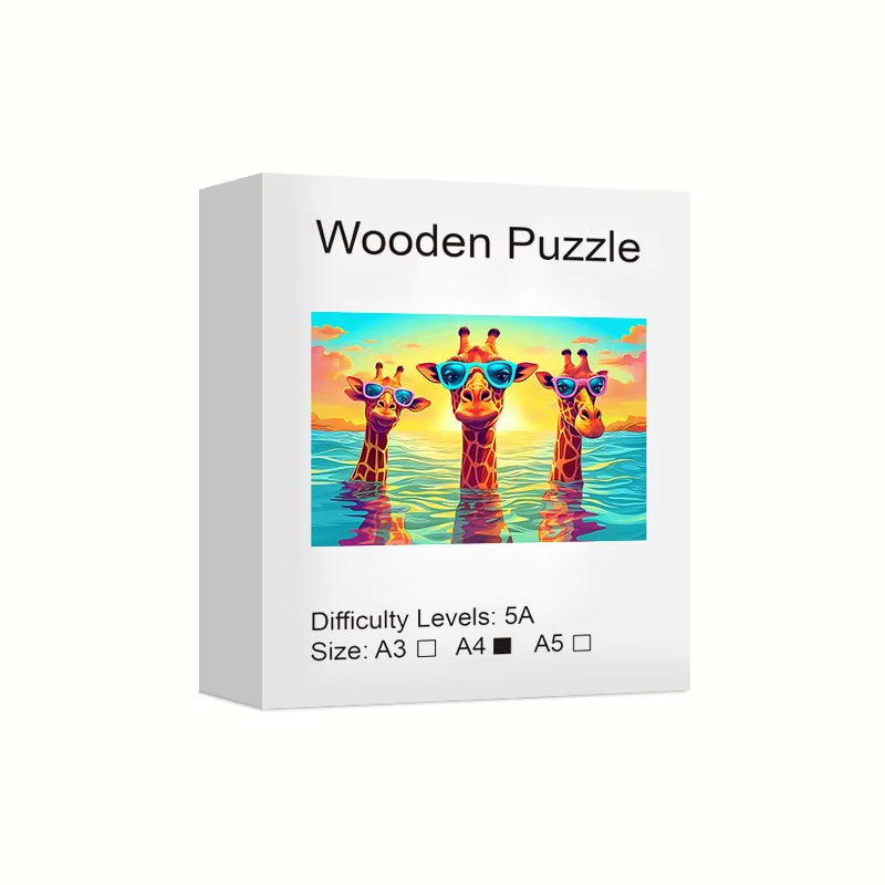 Three Leisurely Giraffes Wooden Puzzle