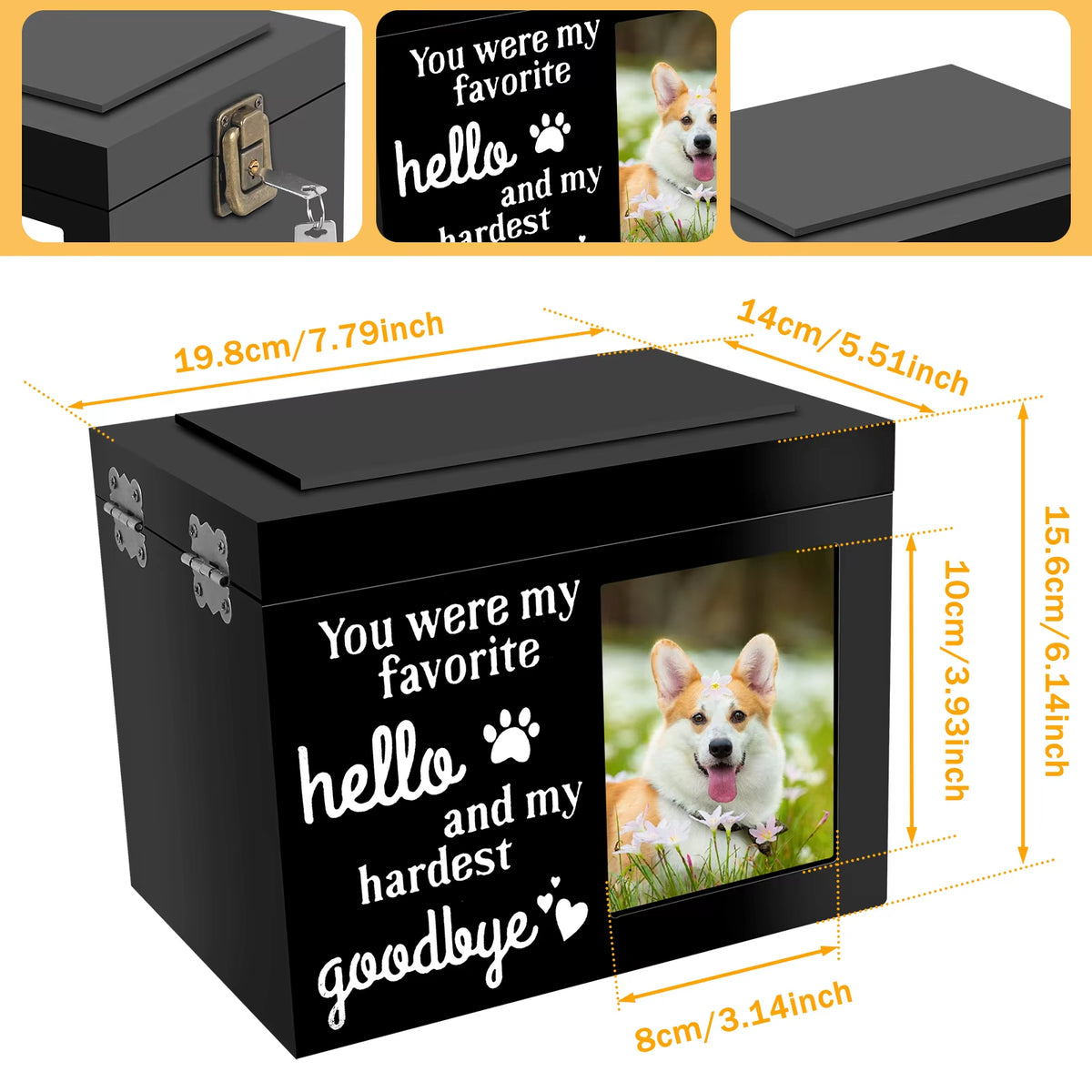 Personalized Pet Keepsake Memory Box for Dog or Cat Ashes