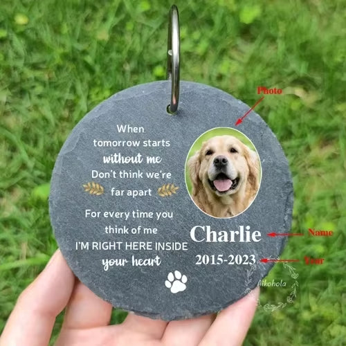 Personalized Pet Memorial Garden Stone Custom Dog Photo Name Grave Stone