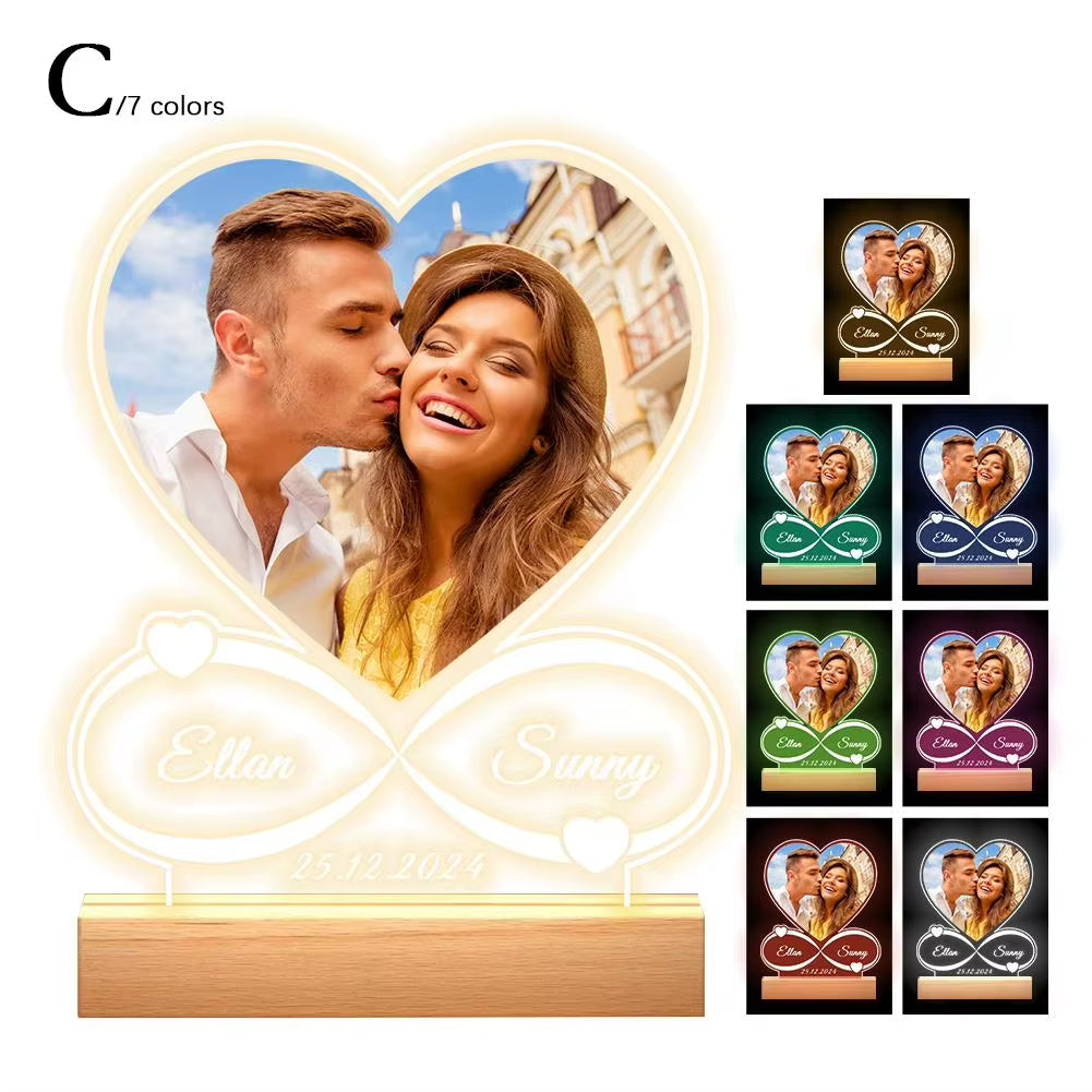 Personalized Ornament Customized Memorial Night Light with Picture Frame