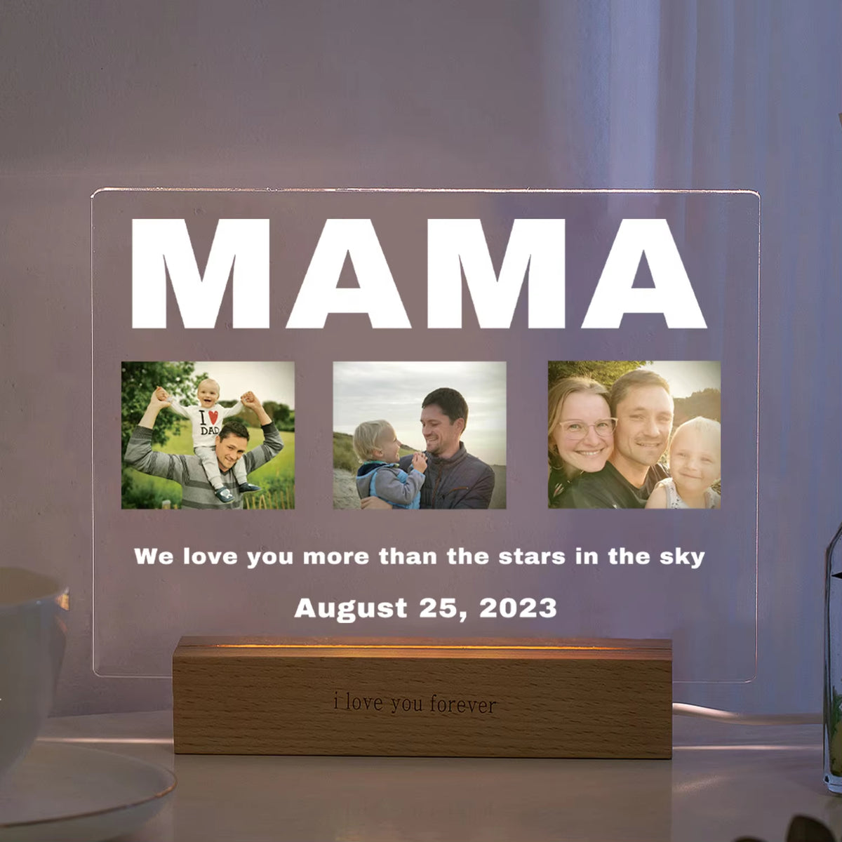 Custom 3D Acrylic Photo Lamp Personalized Led Night Light for Parents