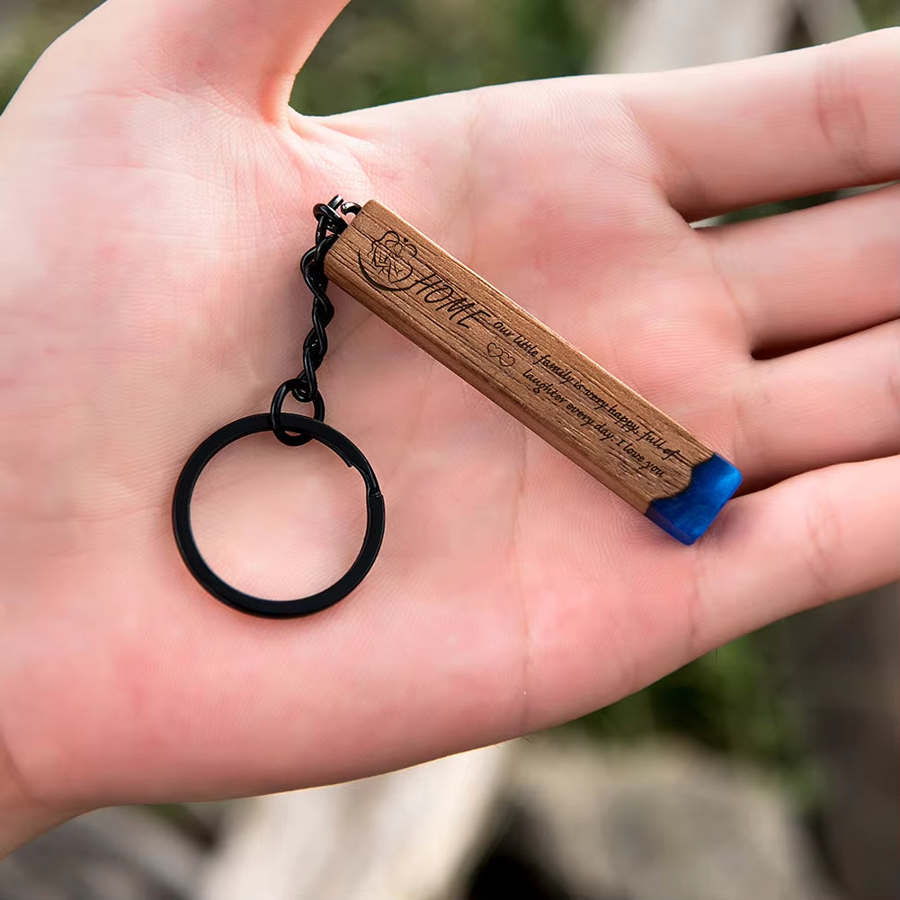 Custom Resin Wood Keychain Fashion Personlized Gift for Couple Car Key Ring Key Chain