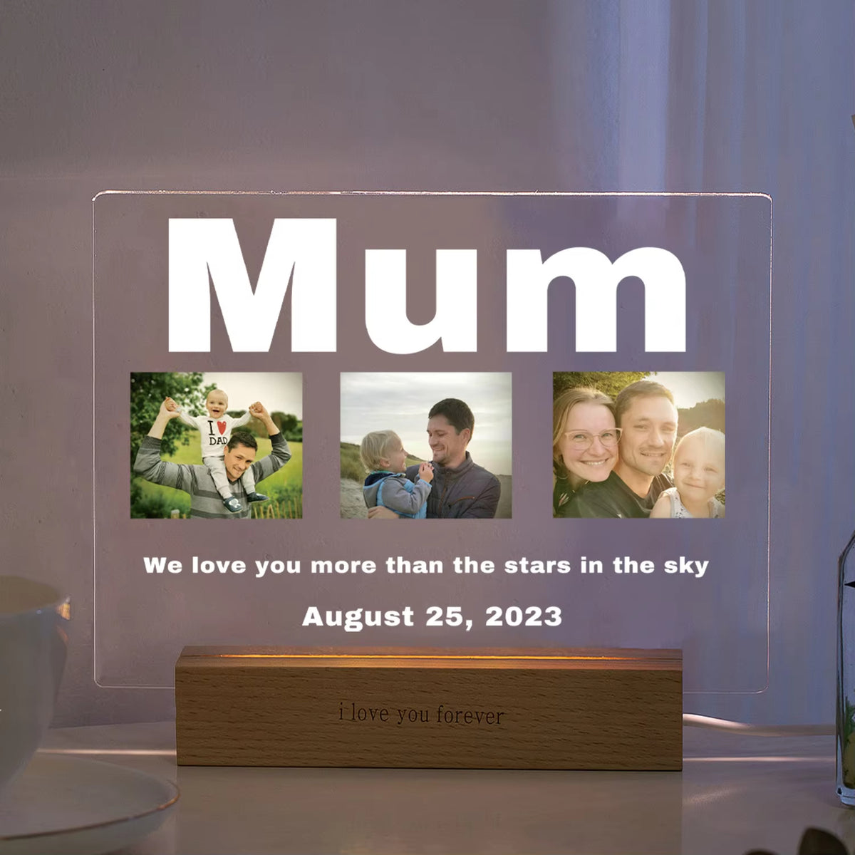 Custom 3D Acrylic Photo Lamp Personalized Led Night Light for Parents