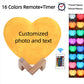 Heart Shape 3D Printed Moon Lamp Customized Photo Text Night Light