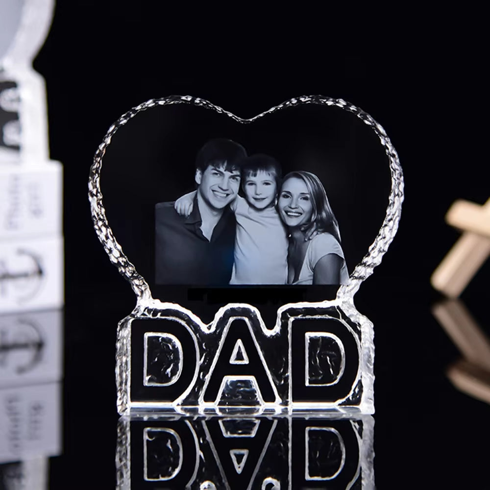 Love Crystal Photo Customized Picture Text Night Light Bluetooth Music Player