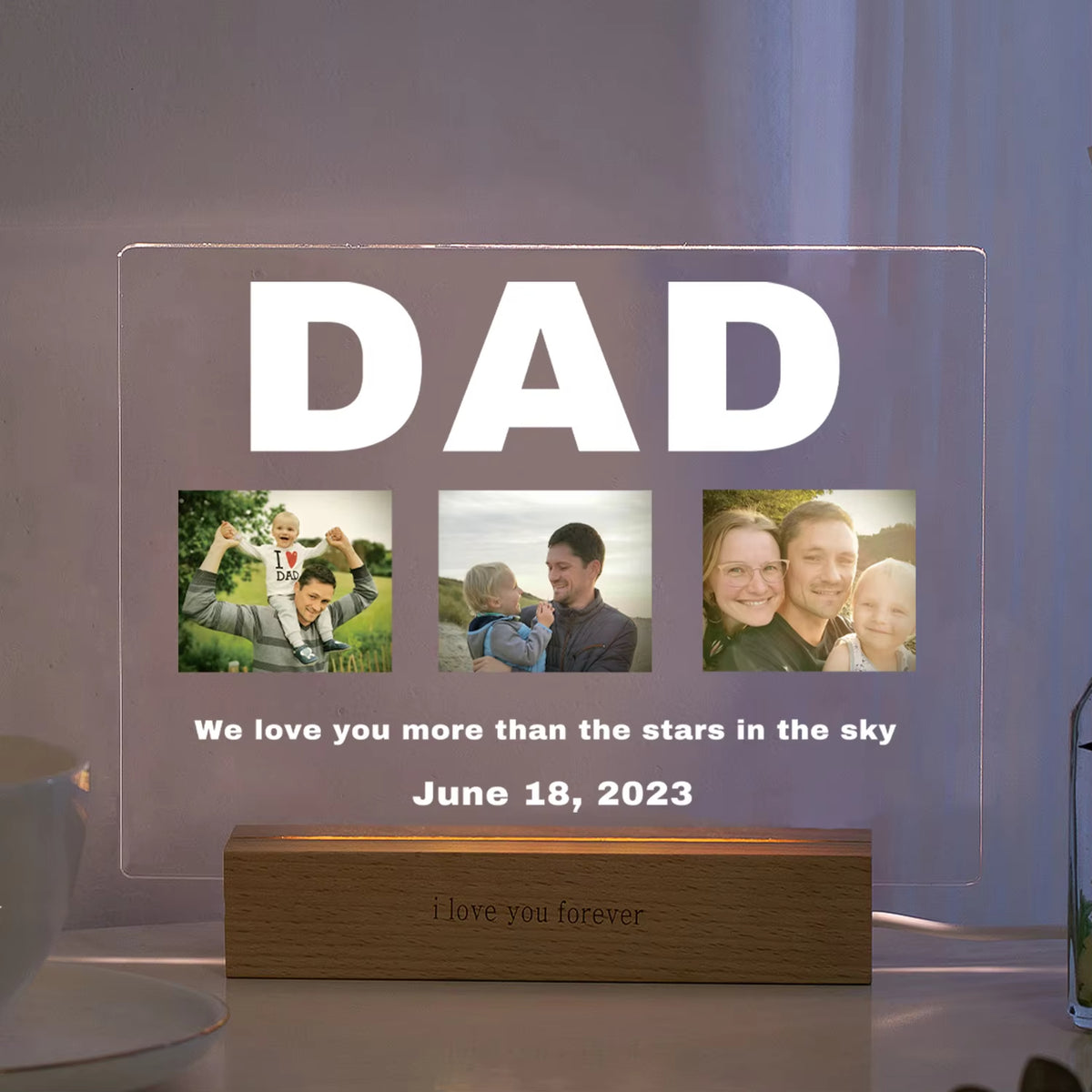 Custom 3D Acrylic Photo Lamp Personalized Led Night Light for Parents