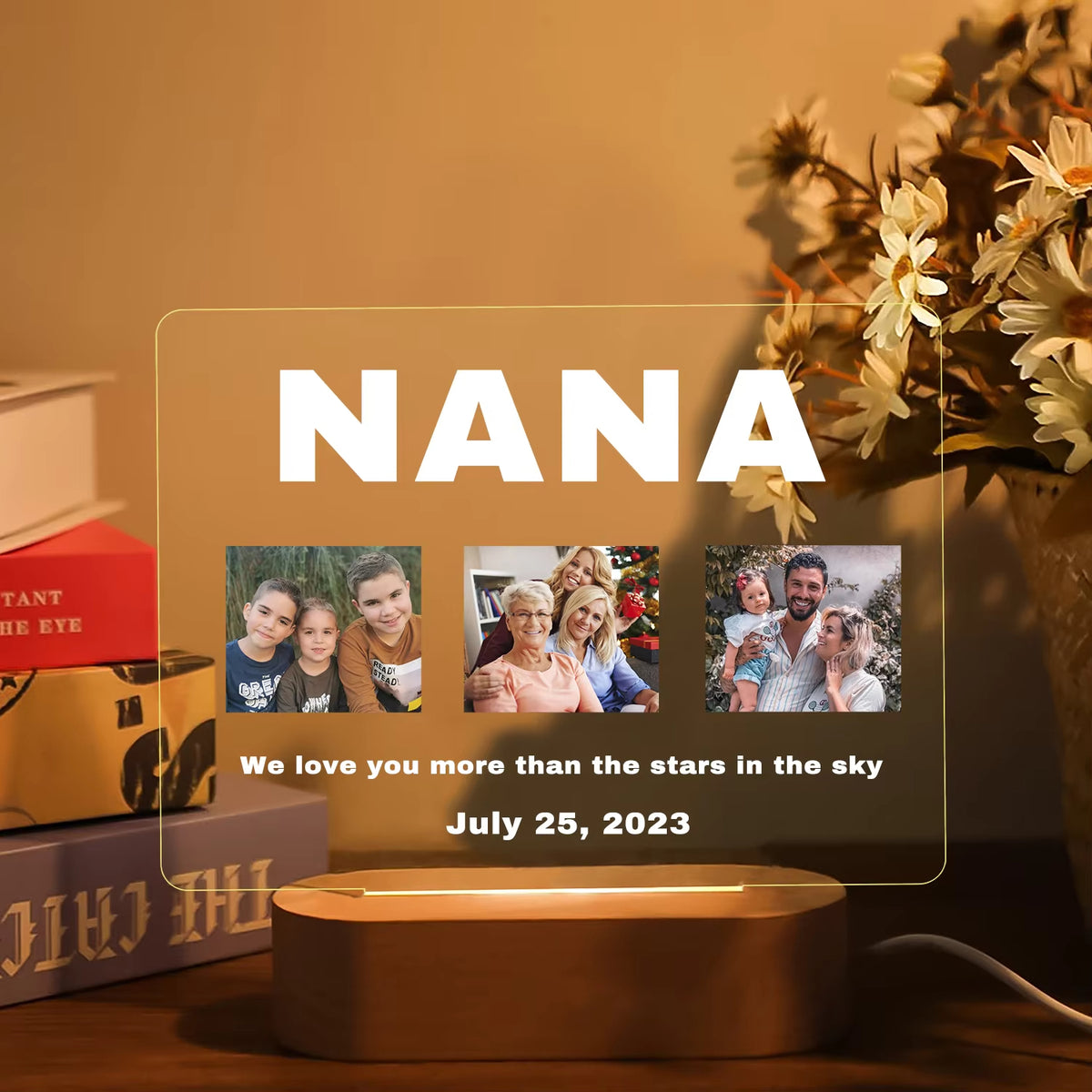 Personalized 3D Acrylic Custom Photo Lamp LED Night Light for Parents Love Mom Dad